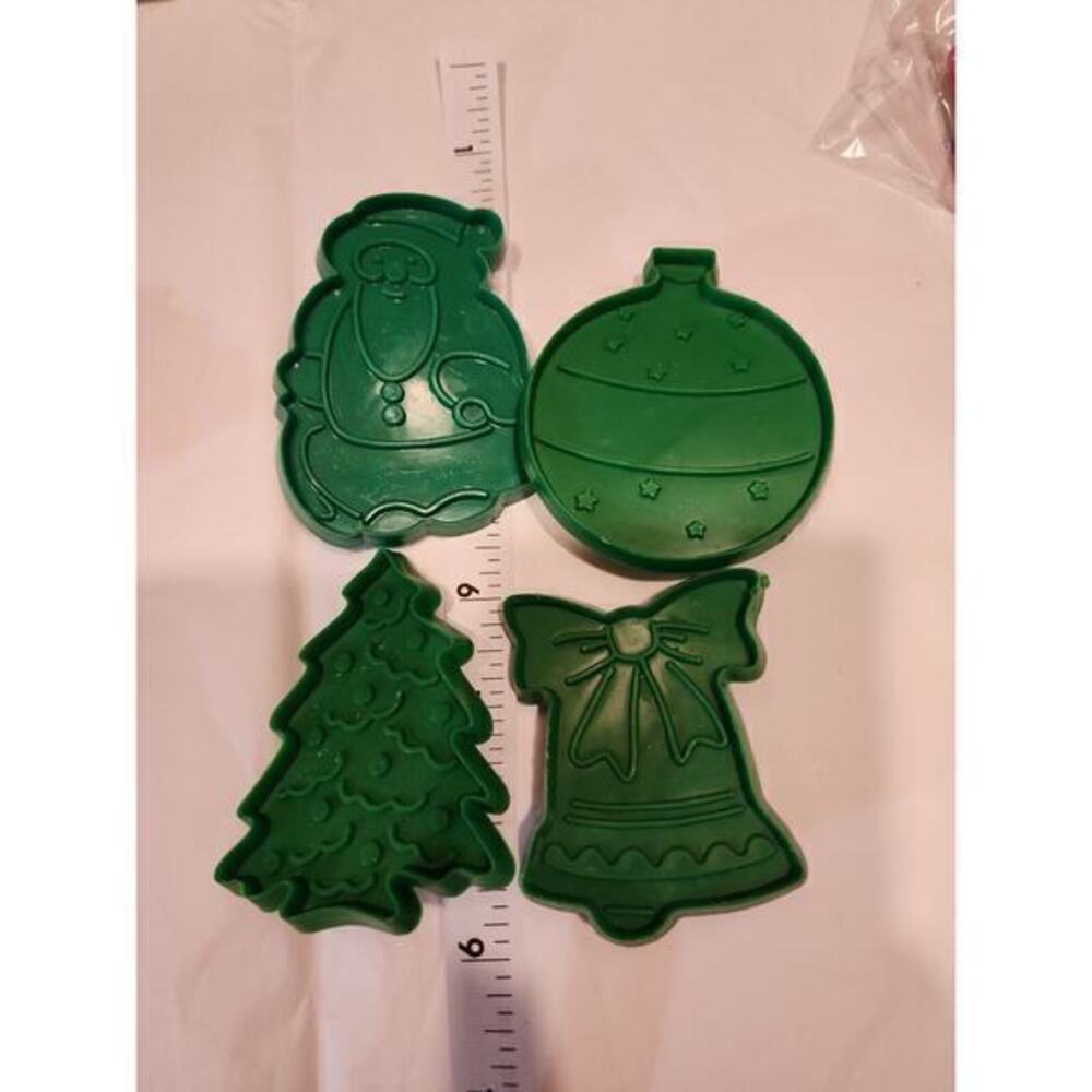4 NEW‎ vtg 1986 Hutzler Christmas cookie cutters angel bell Santa tree star A1